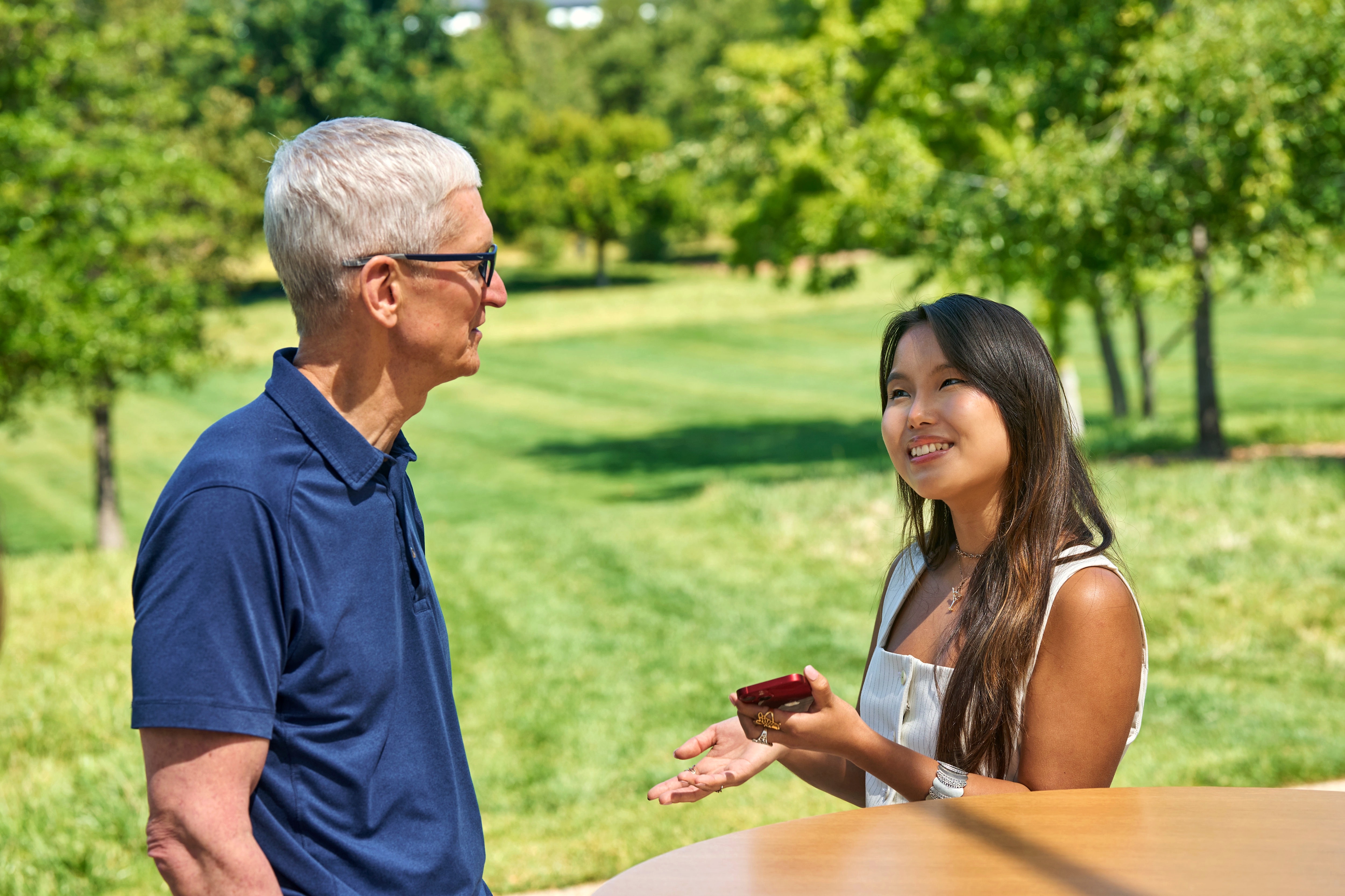 Larissa with Tim Cook at WWDC 2025
